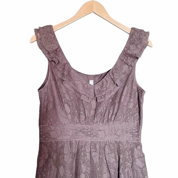 Anthropologie Maeve Dress Women's Size Small Y2K Gray Lace Ruffle Short Sundress - Picture 10 of 15